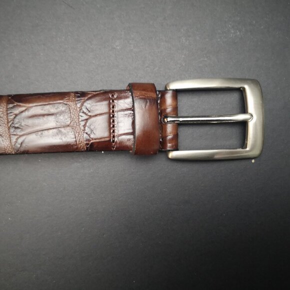 Florsheim Made in Italy Men's Size 30 Brown Croco Grain Italian Leather Belt - Picture 1 of 10